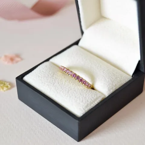 pink saffier mémoire ring in 14 karaat goud 0,71 ct