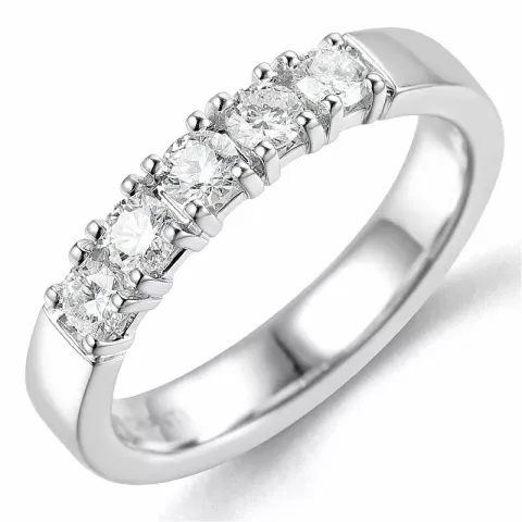 diamant mémoire ring in 14 karaat witgoud 5 x 0,10 ct