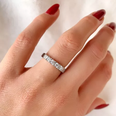 diamant mémoire ring in 14 karaat witgoud 5 x 0,10 ct