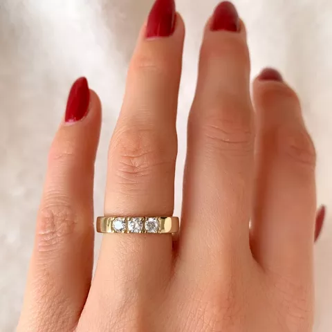 diamant mémoire ring in 14 karaat goud 3 x 0,15 ct
