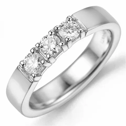 diamant mémoire ring in 14 karaat witgoud 3 x 0,15 ct