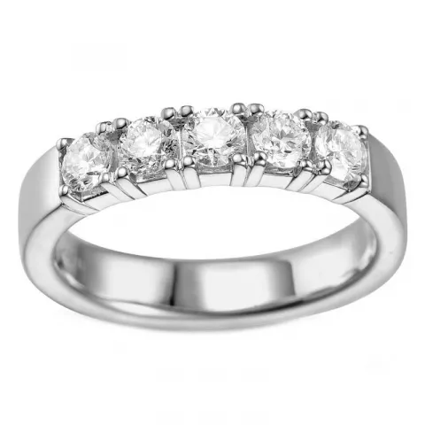 diamant mémoire ring in 14 karaat witgoud 5 x 0,20 ct