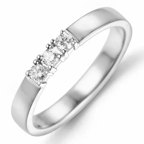 smal mémoire ring in 14 karaat witgoud 3 x 0,05 ct