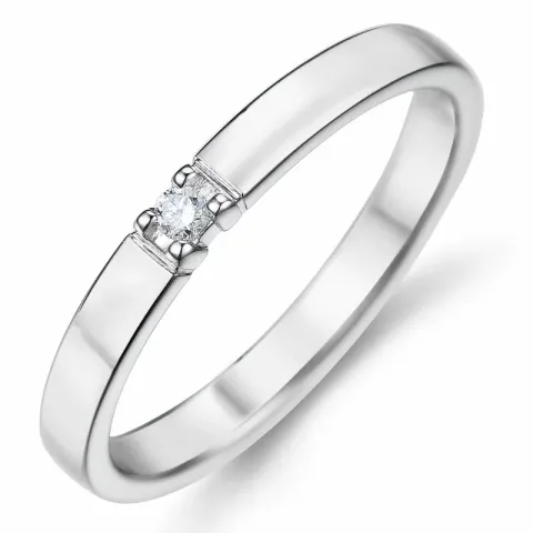 smal mémoire ring in 14 karaat witgoud 1 x 0,03 ct