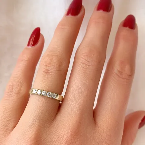 campagne - mémoire ring in 14 karaat goud 5 x 0,07 ct