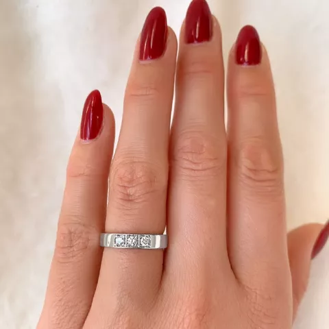 diamant mémoire ring in 14 karaat witgoud 3 x 0,07 ct