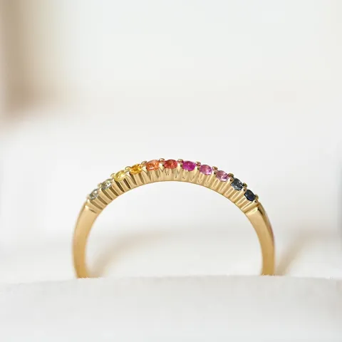 veelkleurig saffier mémoire ring in 14 karaat goud 0,26 ct