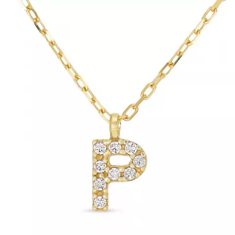 letter p zirkoon ketting met hanger in 8 karaat goud