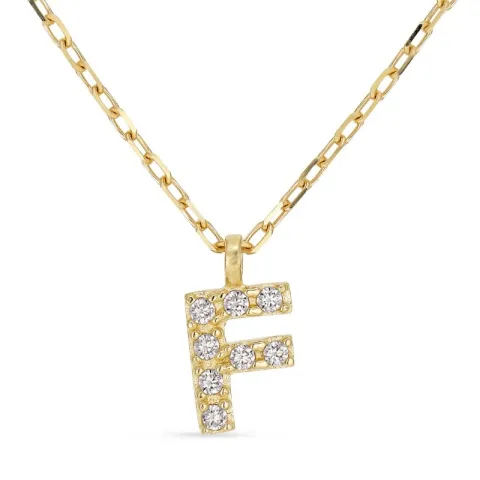 letter f zirkoon ketting met hanger in 8 karaat goud