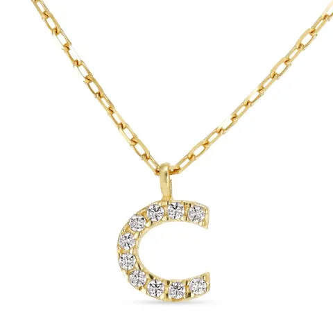 letter c zirkoon ketting met hanger in 8 karaat goud