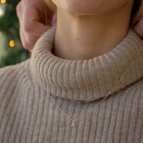 letter a zirkoon ketting met hanger in 8 karaat goud - My Letter