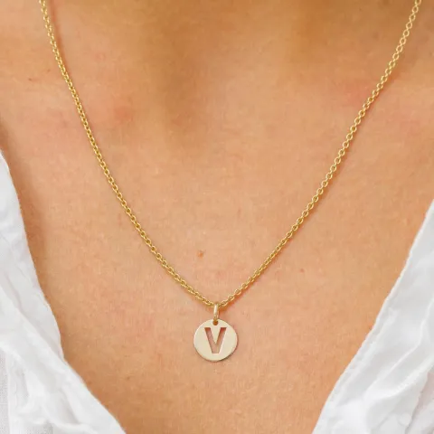 letter v hanger in 8 karaat goud