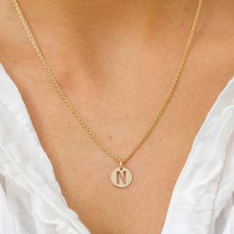 letter n hanger in 8 karaat goud