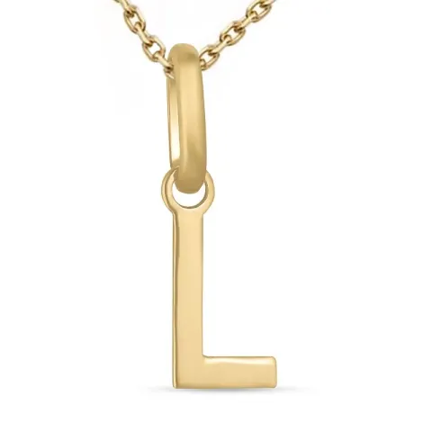 letter l ketting in verguld sterlingzilver met hanger in 8 karaat goud