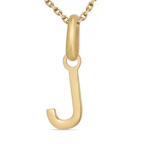 letter j ketting in verguld sterlingzilver met hanger in 8 karaat goud