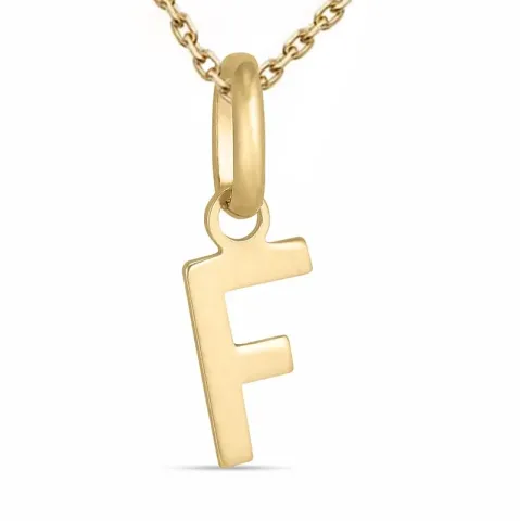 letter f ketting in verguld sterlingzilver met hanger in 8 karaat goud