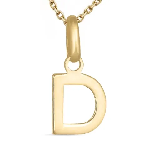 letter d ketting in verguld sterlingzilver met hanger in 8 karaat goud