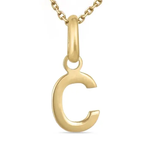letter c ketting in verguld sterlingzilver met hanger in 8 karaat goud