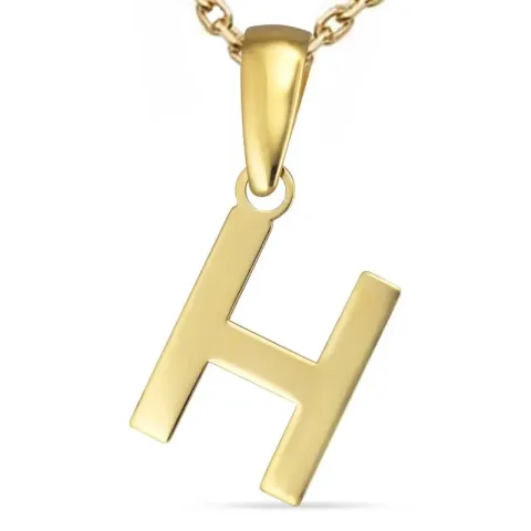 letter h ketting in verguld sterlingzilver met hanger in 8 karaat goud