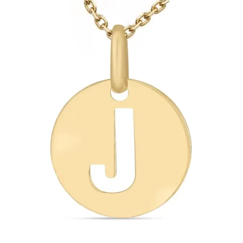 letter j ketting in verguld sterlingzilver met hanger in 8 karaat goud