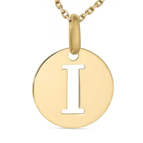 letter i ketting in verguld sterlingzilver met hanger in 8 karaat goud