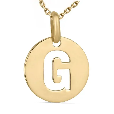 letter g ketting in verguld sterlingzilver met hanger in 8 karaat goud