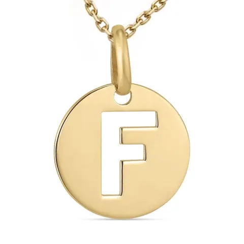letter f ketting in verguld sterlingzilver met hanger in 8 karaat goud