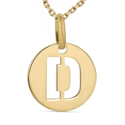 letter d ketting in verguld sterlingzilver met hanger in 8 karaat goud