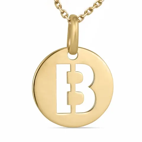 letter b ketting in verguld sterlingzilver met hanger in 8 karaat goud