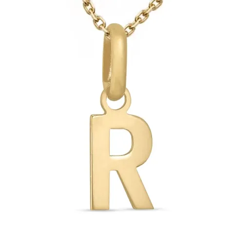 letter r ketting in verguld sterlingzilver met hanger in 8 karaat goud