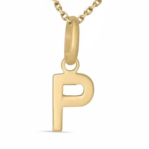 letter p ketting in verguld sterlingzilver met hanger in 8 karaat goud