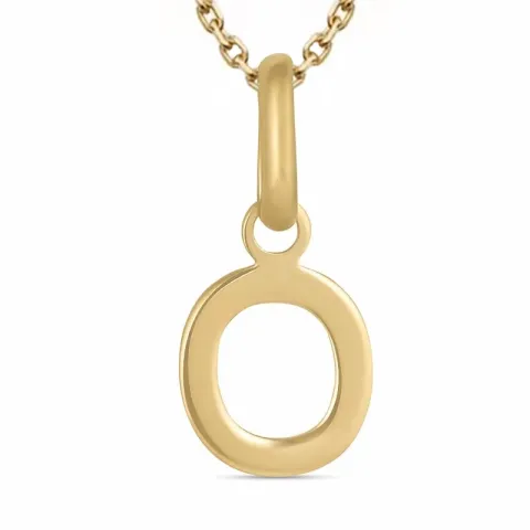 letter o ketting in verguld sterlingzilver met hanger in 8 karaat goud