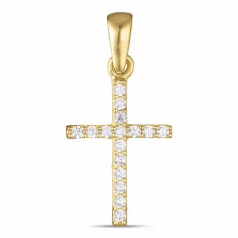 kruis zirkoon hanger in 9 karaat goud met rodium