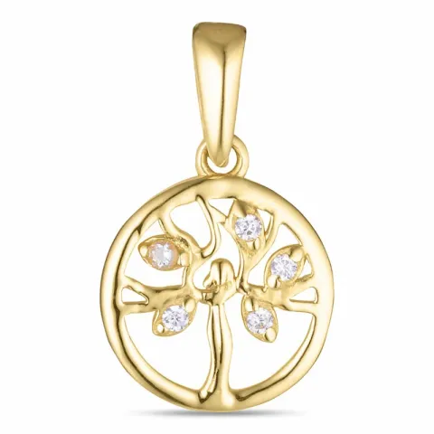 9,5 mm boom van het leven zirkoon hanger in 9 karaat goud