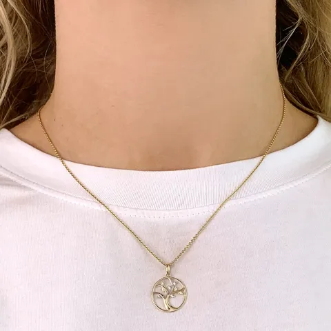 15 mm boom van het leven hanger in 9 karaat goud