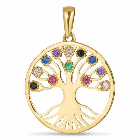 17 mm boom van het leven zirkoon hanger in 8 karaat goud