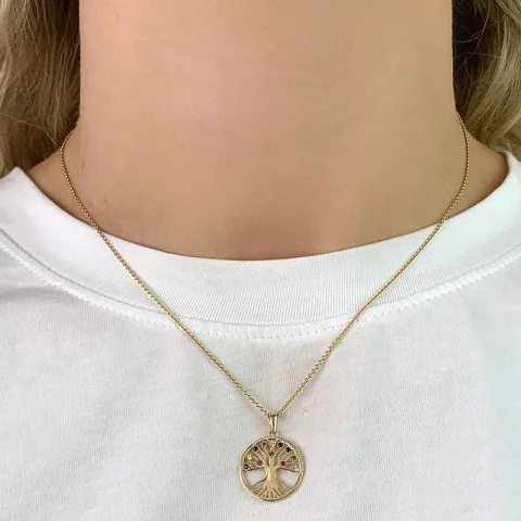 17 mm boom van het leven zirkoon hanger in 8 karaat goud