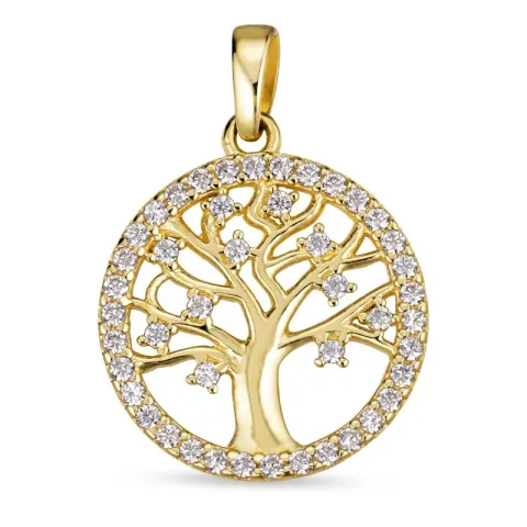 14 mm boom van het leven zirkoon hanger in 8 karaat goud