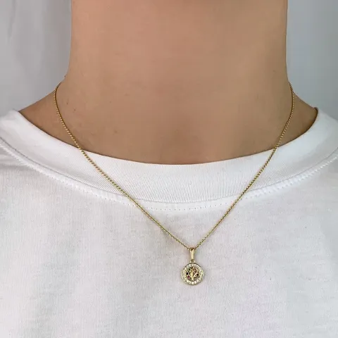 9,5 mm boom van het leven zirkoon hanger in 8 karaat goud