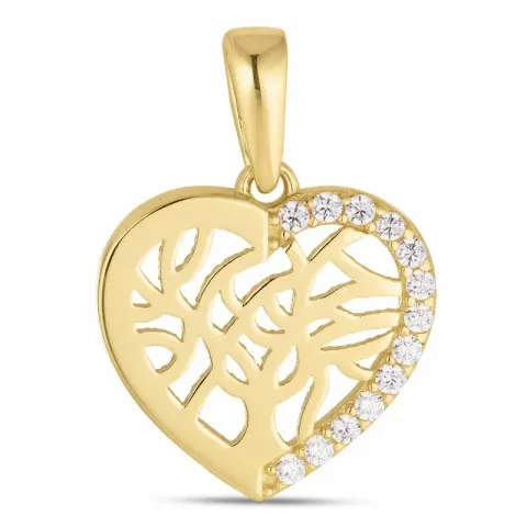 hart boom van het leven zirkoon hanger in 8 karaat goud