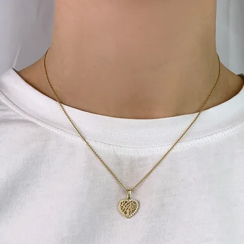 hart boom van het leven zirkoon hanger in 8 karaat goud