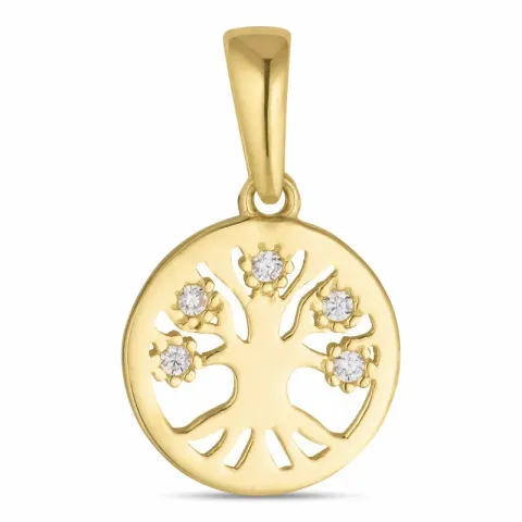 9,5 mm boom van het leven zirkoon hanger in 8 karaat goud
