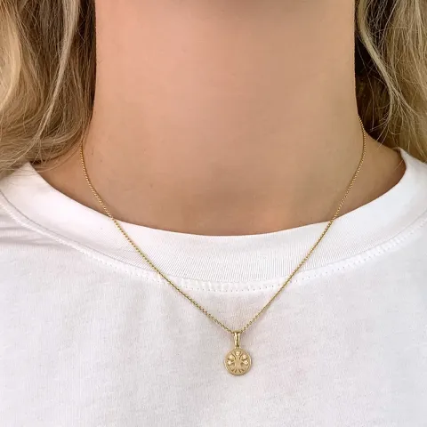 9,5 mm boom van het leven zirkoon hanger in 8 karaat goud