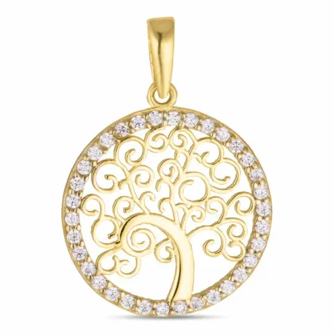 boom van het leven zirkoon hanger in 8 karaat goud