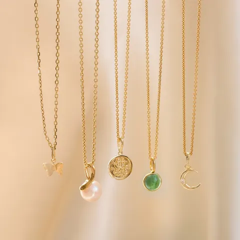 maan zirkoon hanger in 8 karaat goud