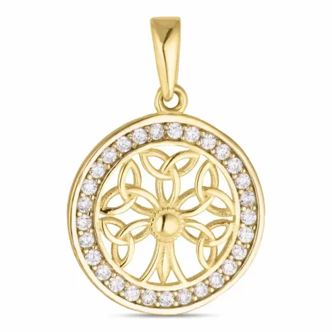 13,5 mm boom van het leven zirkoon hanger in 8 karaat goud