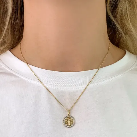 13,5 mm boom van het leven zirkoon hanger in 8 karaat goud