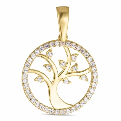 16 mm boom van het leven zirkoon hanger in 8 karaat goud - Gold Collection