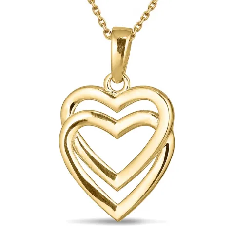 hart ketting in verguld sterlingzilver met hanger in 8 karaat goud