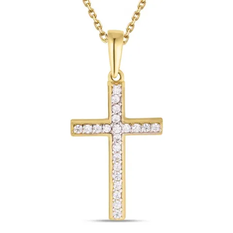 kruis ketting in verguld sterlingzilver met hanger in 8 karaat goud